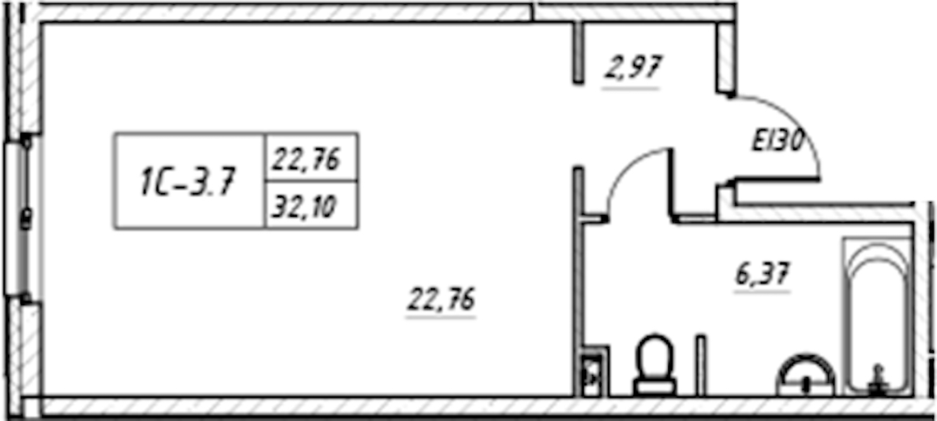 Квартира студия 32.1 м², 2/17 эт., Комплекс апартаментов «Zoom на Неве»